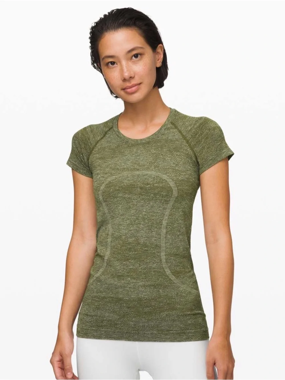 Lululemon Swiftly Speed Short Sleeve White Everglades Black Field Green Sz 10 - Picture 1 of 12